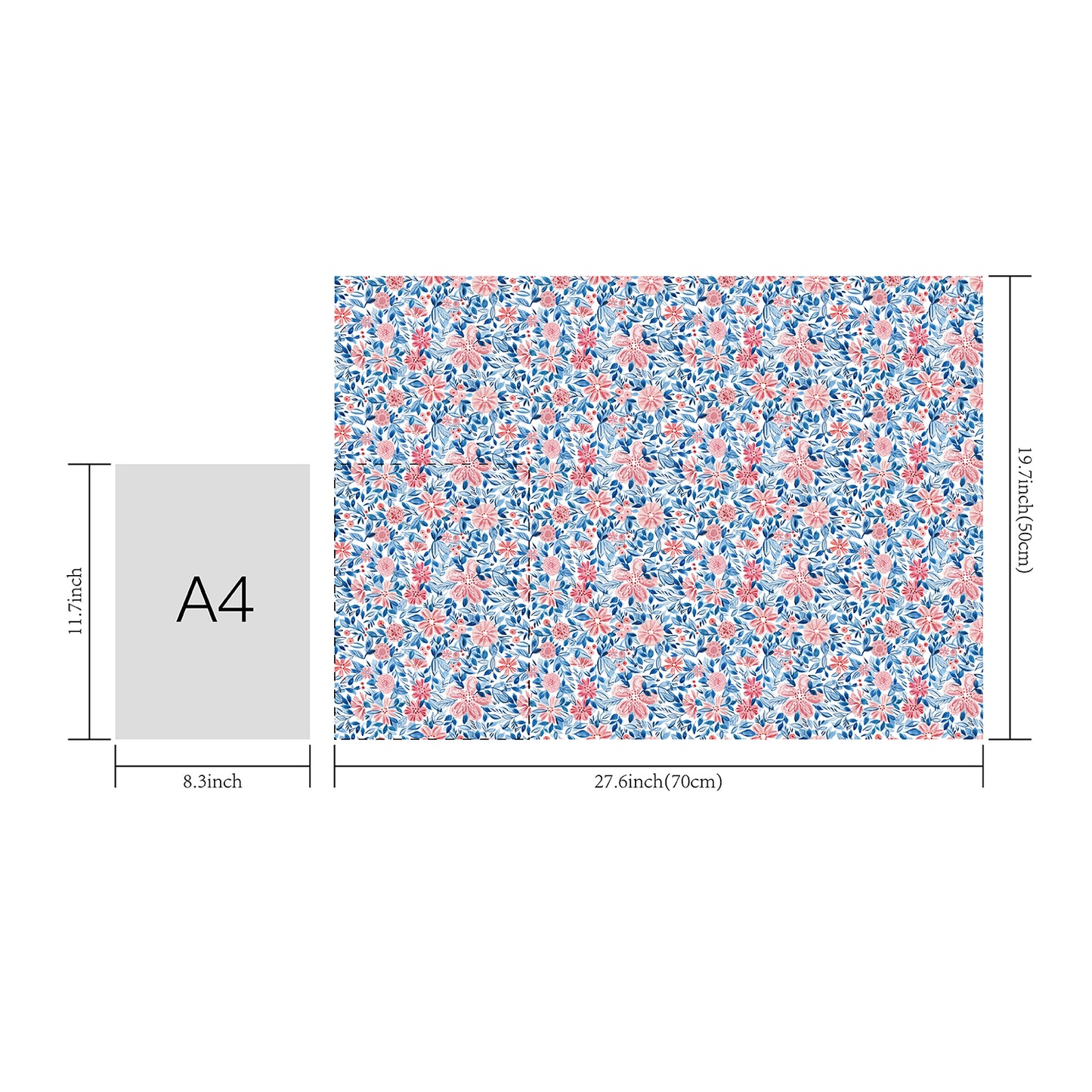 Blue Floral Flat Wrapping Paper Sheet Wholesale Wraphaholic
