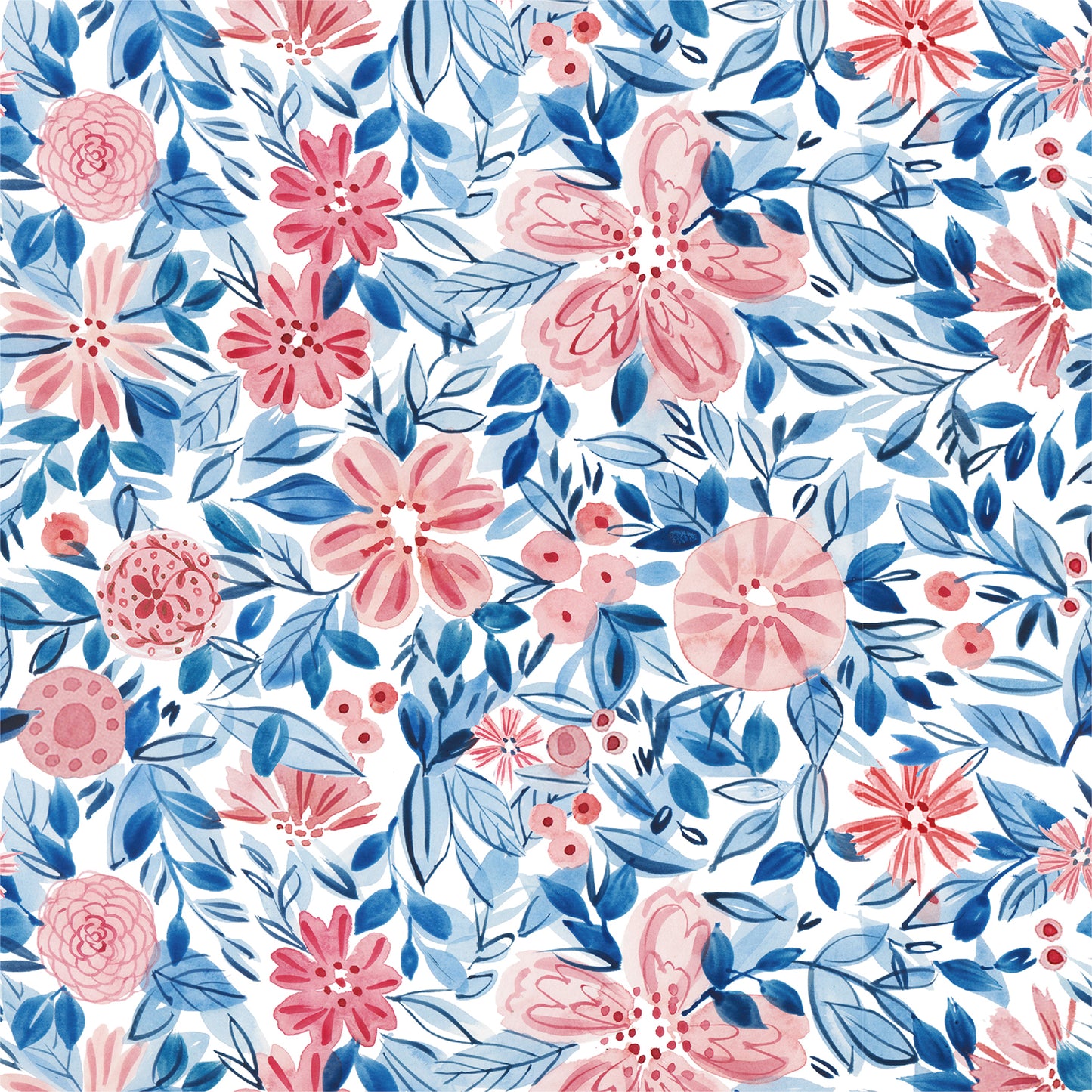 Blue Floral Flat Wrapping Paper Sheet Wholesale Wraphaholic