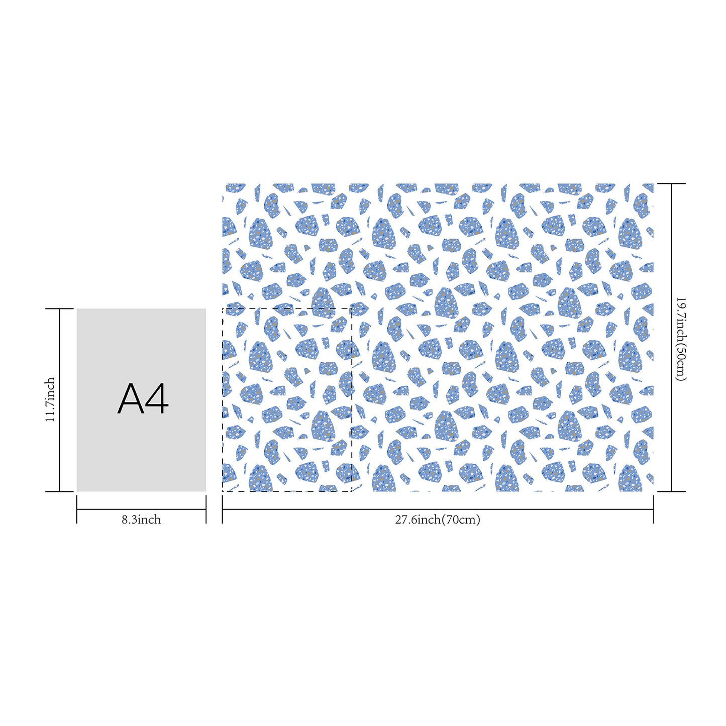 Blue Terrazzo Flat Wrapping Paper Sheet Wholesale Wraphaholic