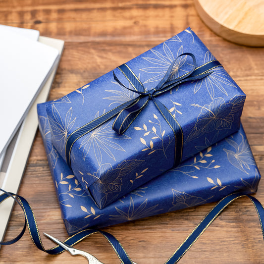 Blueness Flowers & Plants Eco-Friendly Wrapping Paper Recycled RUSPEPA