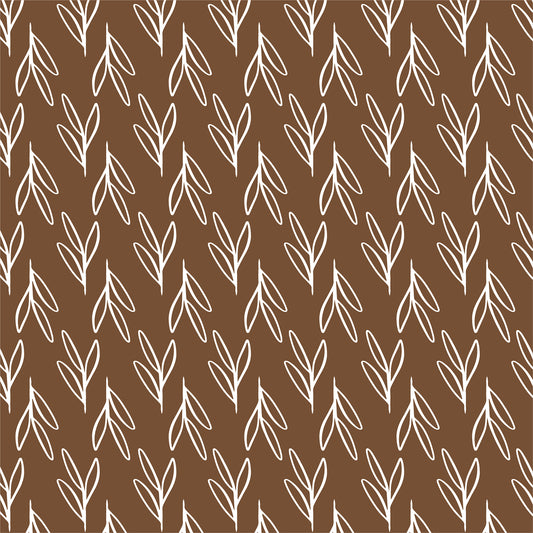 Boho Leaf in Brown Flat Wrapping Paper Sheet Wholesale Wraphaholic