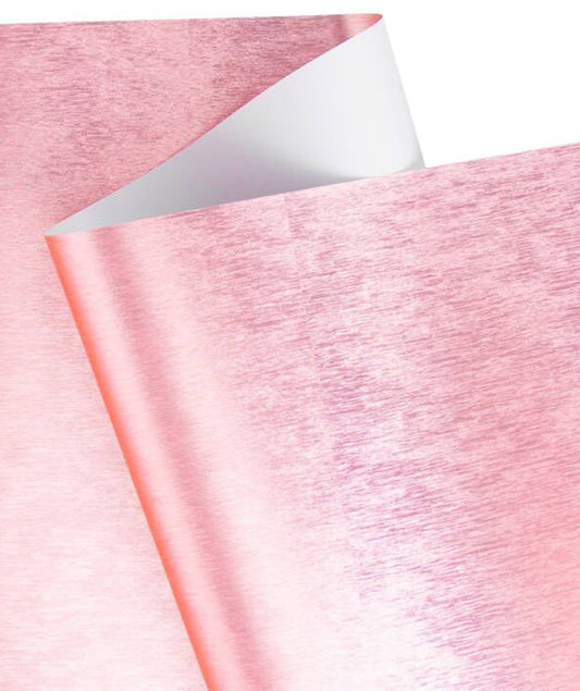 Brushed Aluminum Texture Metallic Wrapping Paper Roll Pink Ream Wholesale Wraphaholic