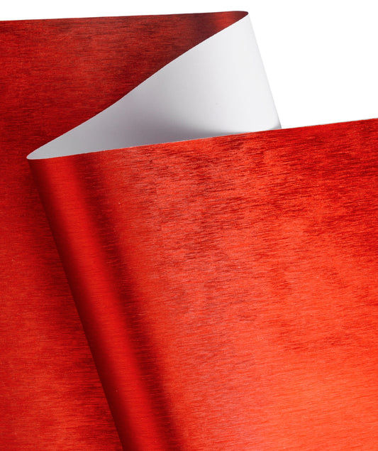 Brushed Aluminum Texture Metallic Wrapping Paper Roll Red Ream Wholesale Wraphaholic
