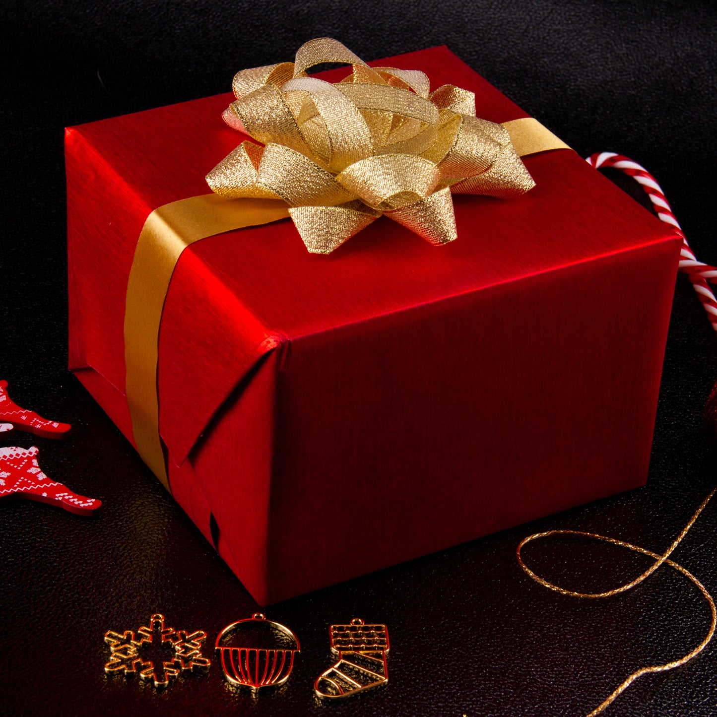 Brushed Aluminum Texture Metallic Wrapping Paper Roll Red Ream Wholesale Wraphaholic