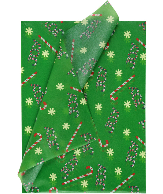 Christmas Candy Cane Green Tissue Paper 20" x 30" Bluk Wholesale Wrapaholic