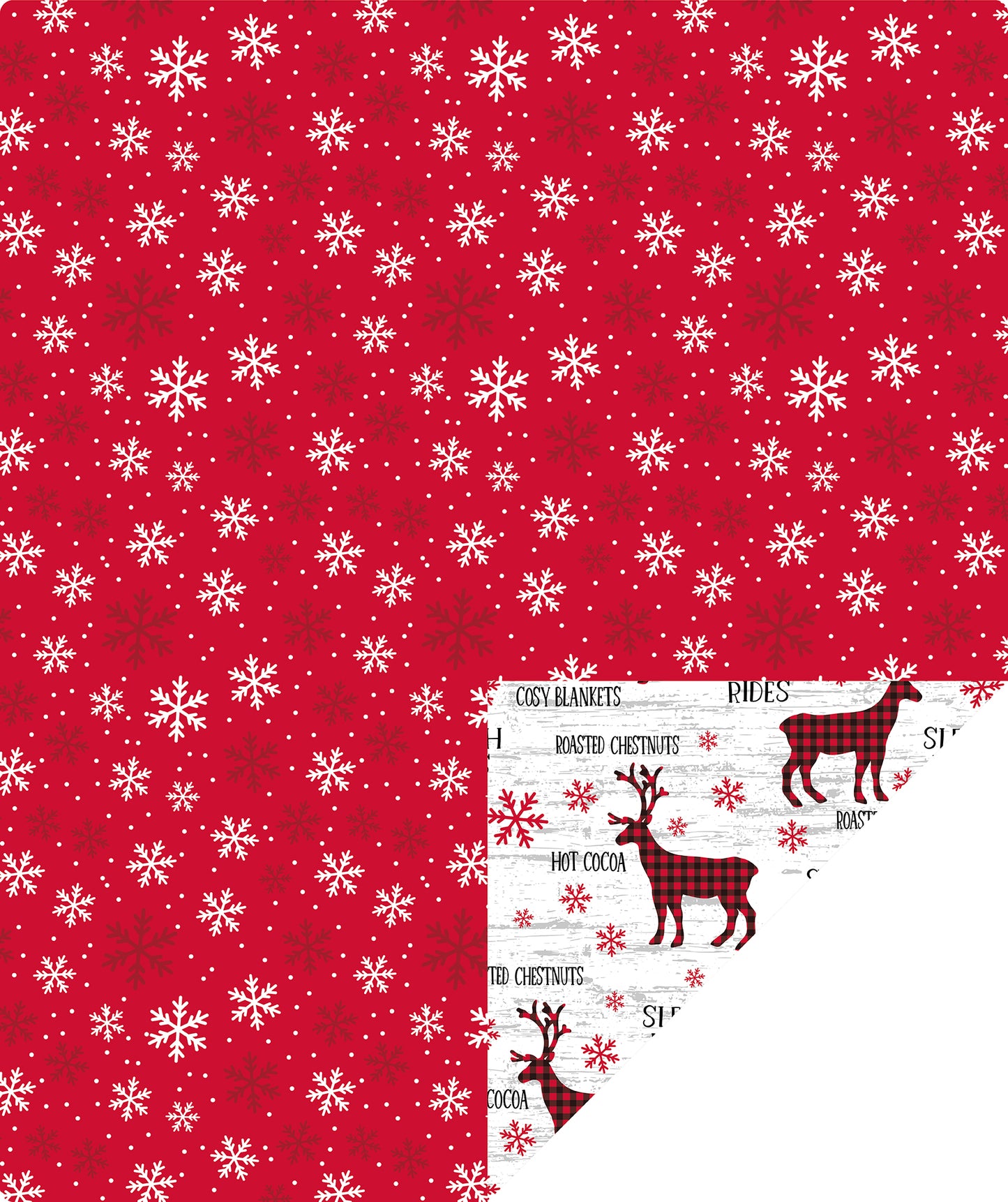 Christmas Farm Wrapping Paper Roll with Plum Deer on Reverse Wholesale Wrapholic