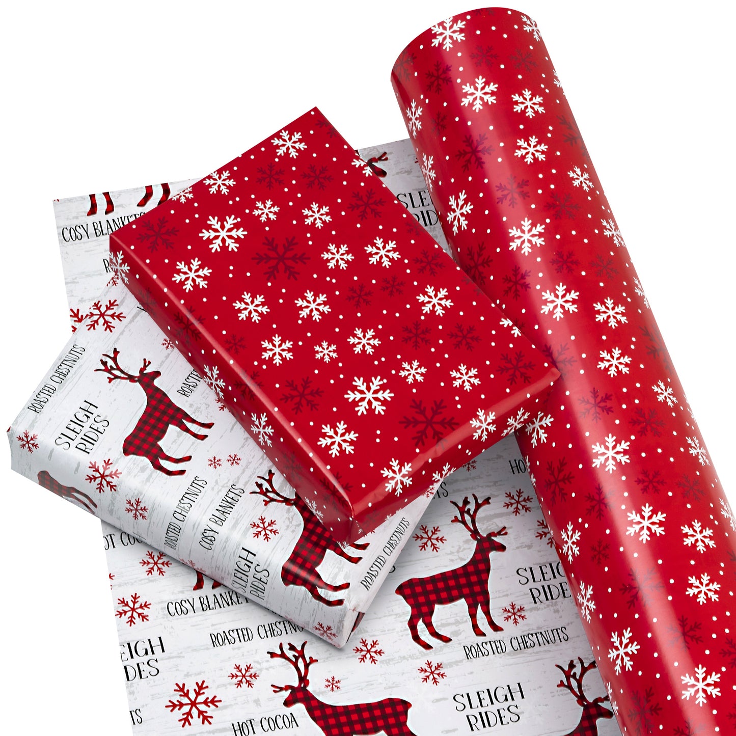 Christmas Farm Wrapping Paper Roll with Plum Deer on Reverse Wholesale Wrapholic