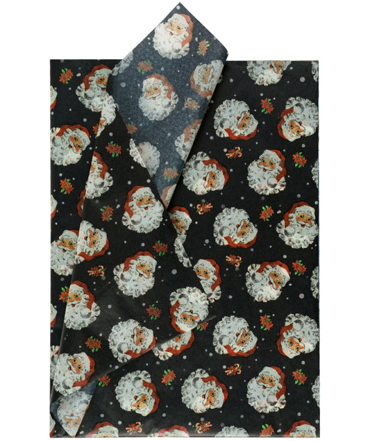 Christmas Santa Black & Red Tissue Paper 20" x 30" Bulk Wholesale Wrapaholic