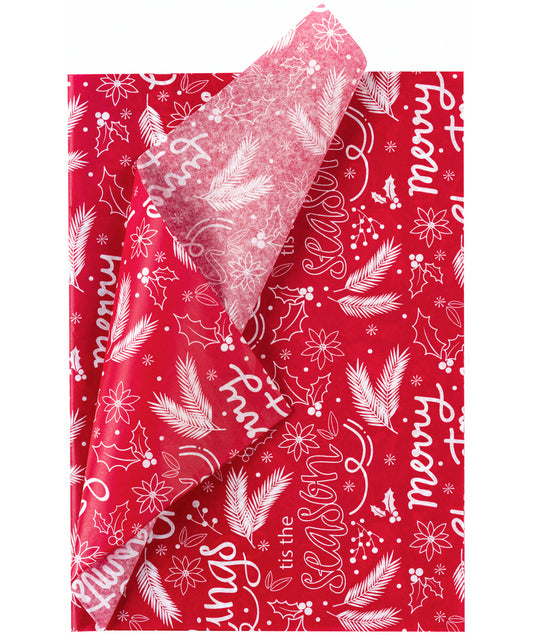Christmas Seasonal Greeting Red Tissue Paper 20" x 30" Bulk Wholesale Wrapaholic