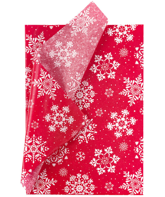 Christmas Snowflake Red Tissue Paper 20" x 30" Bulk Wholesale Wrapaholic