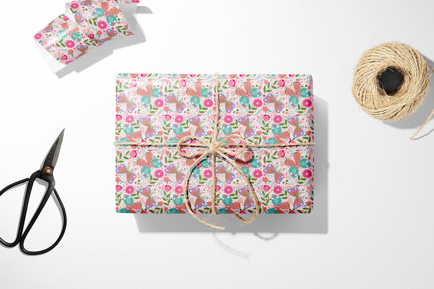 Colored Butterfly Flat Wrapping Paper Sheet Wholesale Wraphaholic