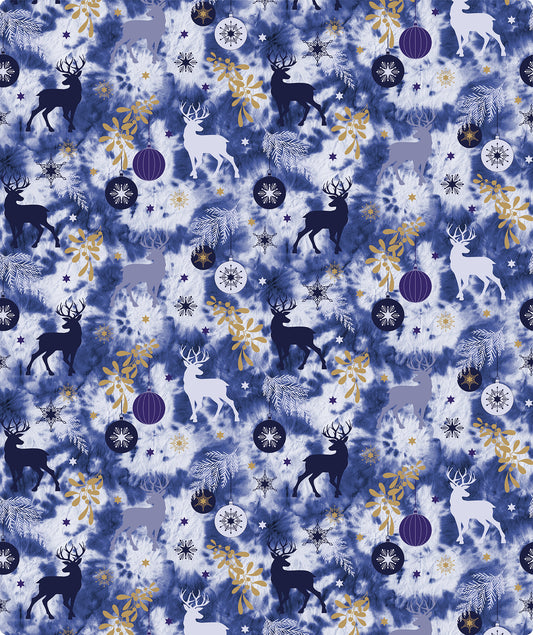 Cool Tone Forest Navy Deer Foil Wrapping Paper Roll Wholesale Wrapholic