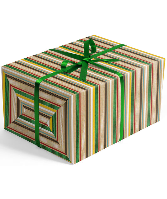Cool Tone Horizontal Stripe Eco-friendly Kraft Wrapping Paper Recycled RUSPEPA