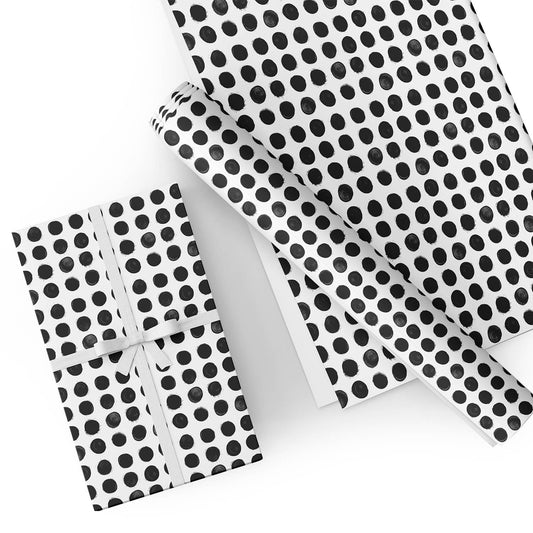 White and Black Polka Dot Flat Wrapping Paper Sheet Wholesale Wraphaholic