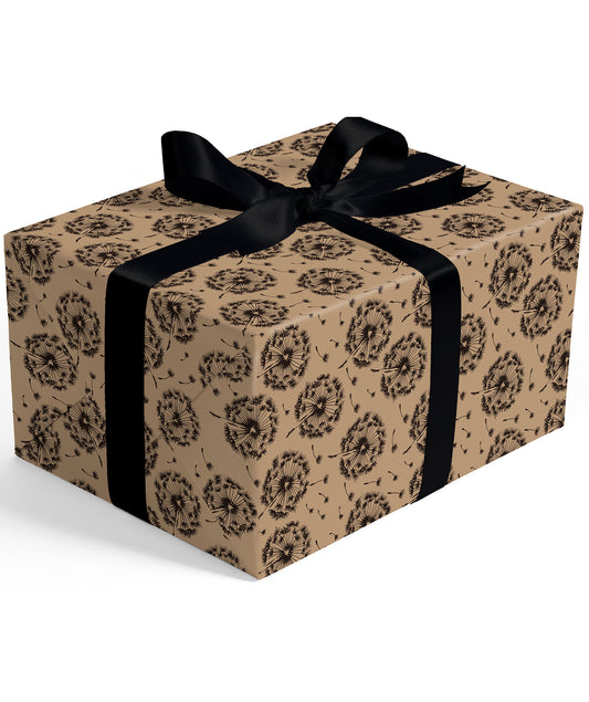 Dandelion Black Ink Eco-Friendly Kraft Wrapping Paper Recycled RUSPEPA