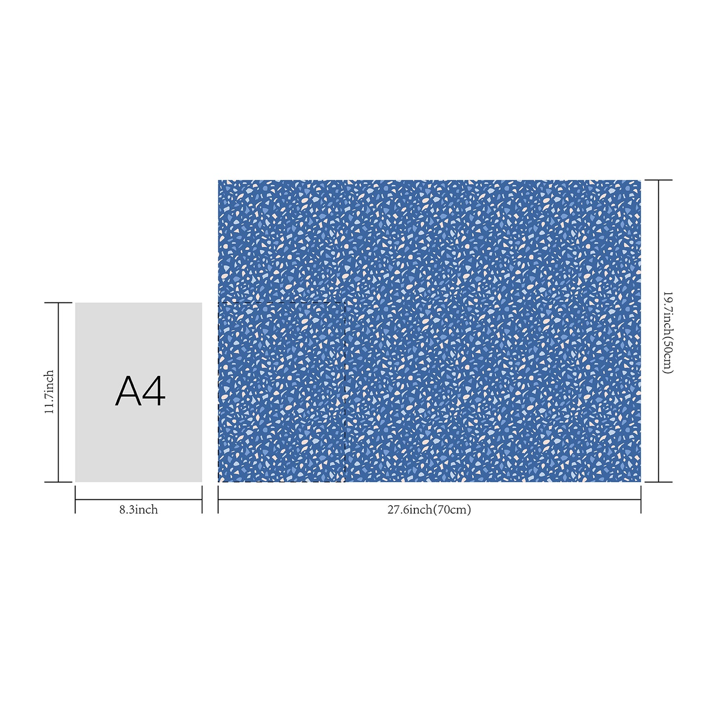 Dark Blue Terrazo Flat Wrapping Paper Sheet Wholesale Wraphaholic