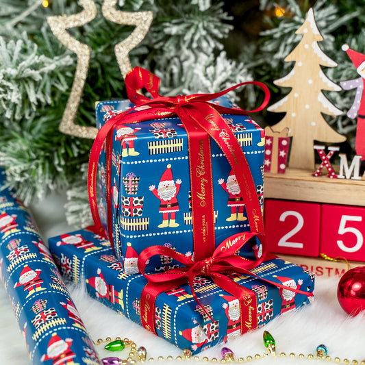 Dark Green Red Santa with Presents Wrapping Paper Roll Wholesale Wrapholic
