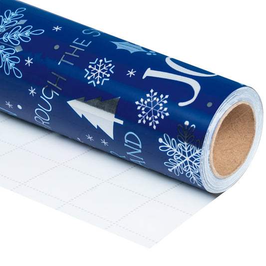 Deep Blue Joy Snowman Foil Wrapping Paper Roll Wholesale Wrapholic