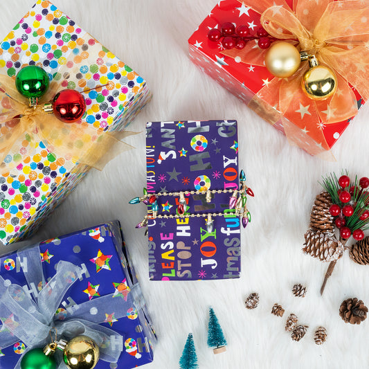 Deep Blue Let It Snow Foil Wrapping Paper Roll Wholesale Wrapholic