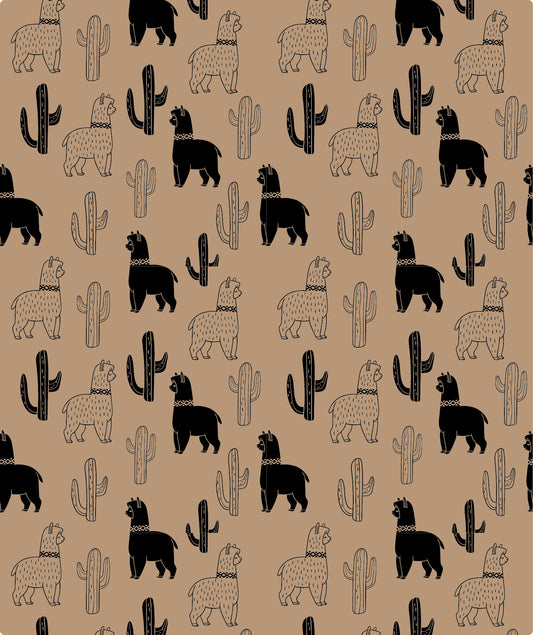 Desert Llama & Cactus Eco-Friendly Kraft Wrapping Paper Recycled RUSPEPA