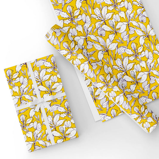 Lily in Bright Yellow Flat Wrapping Paper Sheet Wholesale Wraphaholic