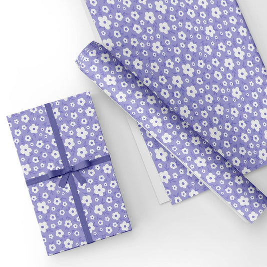 Lavender Cartoon Flower Flat Wrapping Paper Sheet Wholesale Wraphaholic