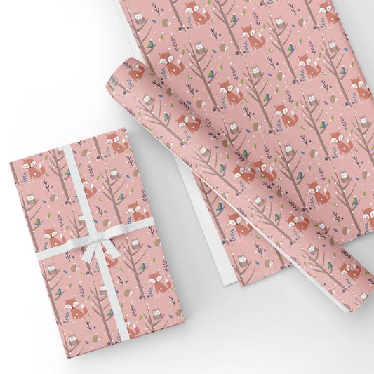 Winter Forest Fox Flat Wrapping Paper Sheet Wholesale Wraphaholic