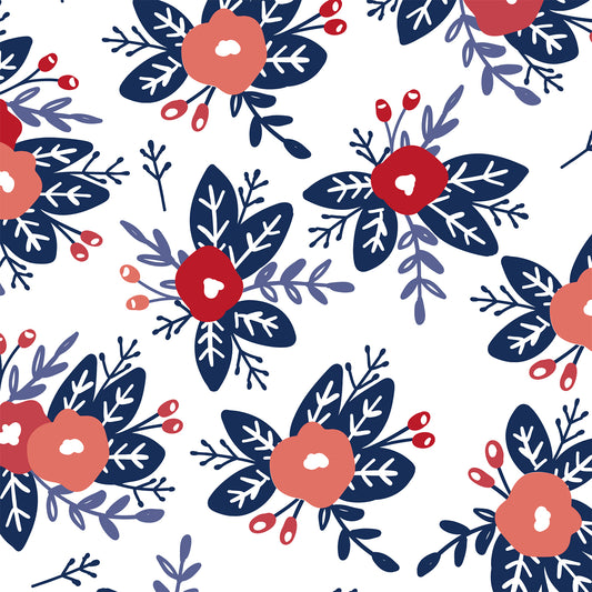 Flower Blue White Flat Wrapping Paper Sheet Wholesale Wraphaholic