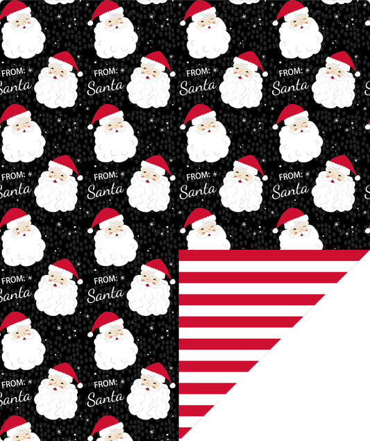 From Santa Wrapping Paper Roll with Red and White Horiz ontal Stripes on Reverse Wholesale Wrapholic