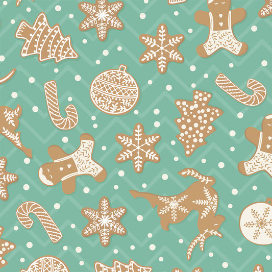 Gingersnap in Cyan Flat Wrapping Paper Sheet Wholesale Wraphaholic