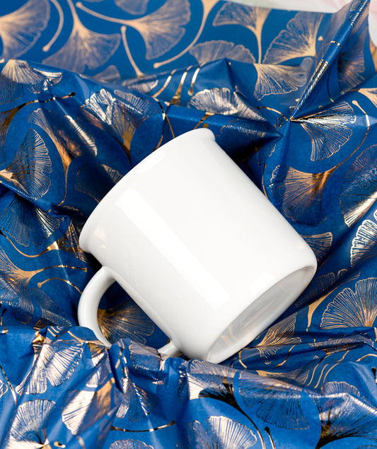 Ginkgo Gold Stamp Navy Blue Tissue Paper 20" x 30" Bulk Wholesale Wrapaholic