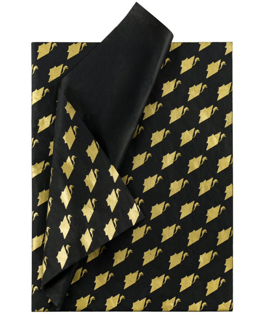 Graduation Cap Black & Gold Tissue Paper 20" x 30" Bulk Wholesale Wrapaholic