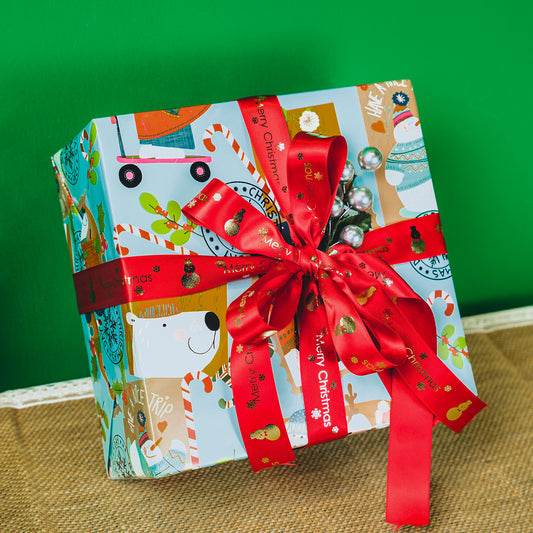 Gray Blue Polar Bear Wrapping Paper Roll Wholesale Wrapholic