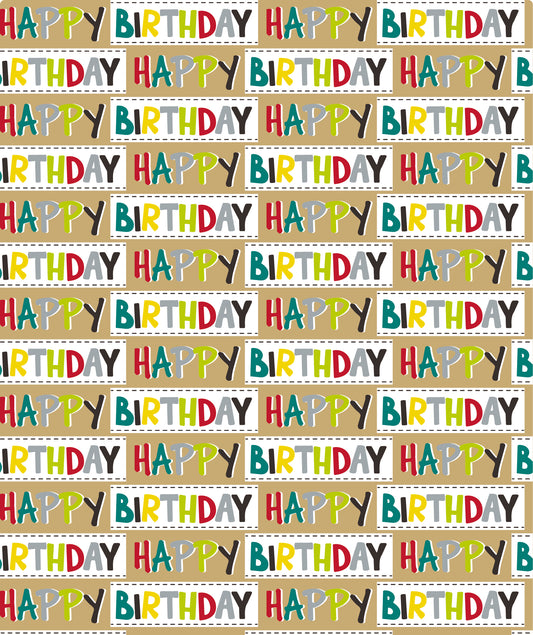 Happy Birthday Lettering Eco-friendly Kraft Wrapping Paper Recycled RUSPEPA