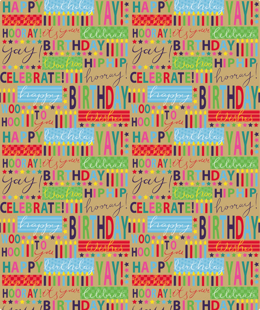 Hooyay Birthday Candle Eco-Friendly Kraft Wrapping Paper Recycled RUSPEPA