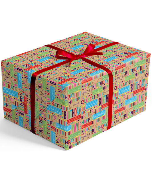 Hooyay Birthday Candle Eco-Friendly Kraft Wrapping Paper Recycled RUSPEPA