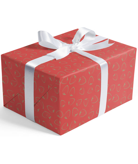 Hot Pink Strawberry Eco-Friendly Wrapping Paper Recycled RUSPEPA
