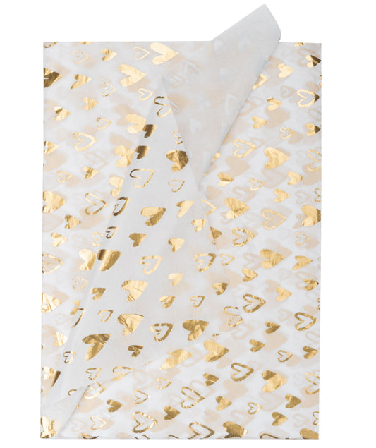 Loving Heart Gold Stamp Tissue Paper 20" x 30" Bulk Wholesale Wrapaholic