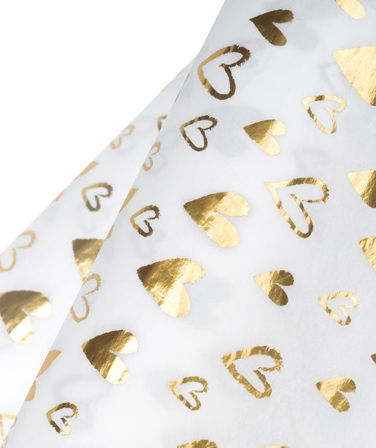 Loving Heart Gold Stamp Tissue Paper 20" x 30" Bulk Wholesale Wrapaholic