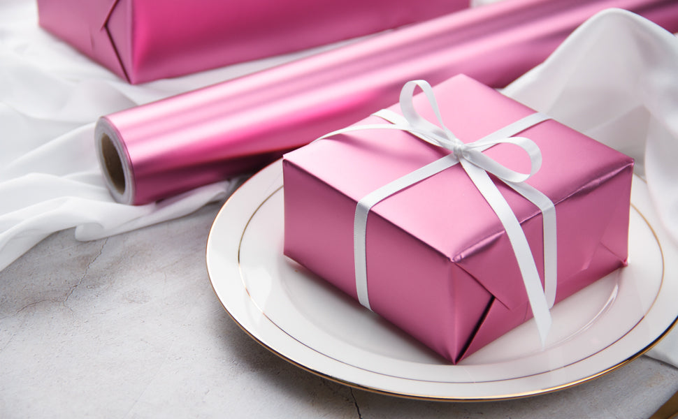 Matte Metallic Wrapping Paper Roll Peach Rose Ream Wholesale Wrapaholic