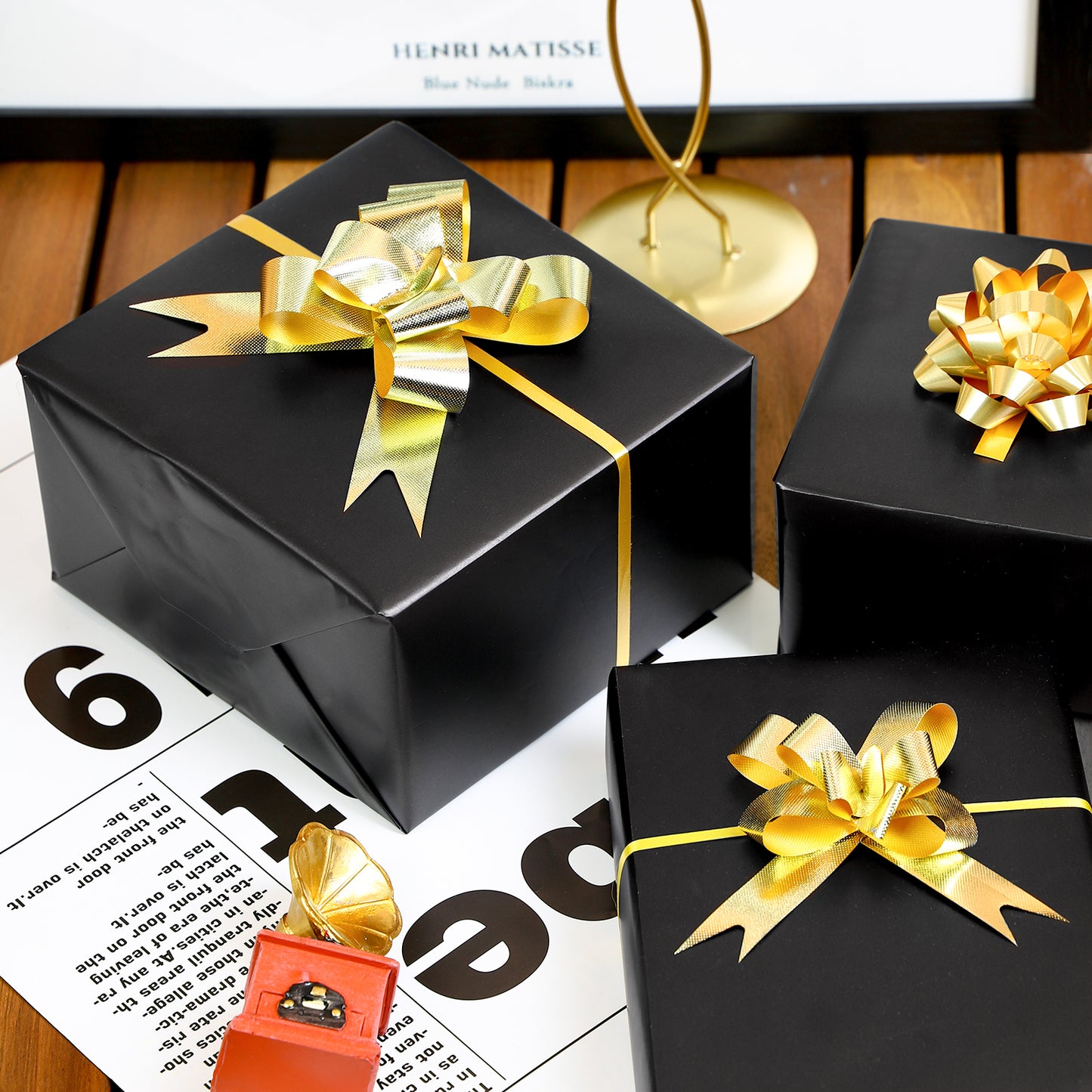 Matte Metallic Wrapping Paper Roll Black Ream Wholesale Wrapaholic
