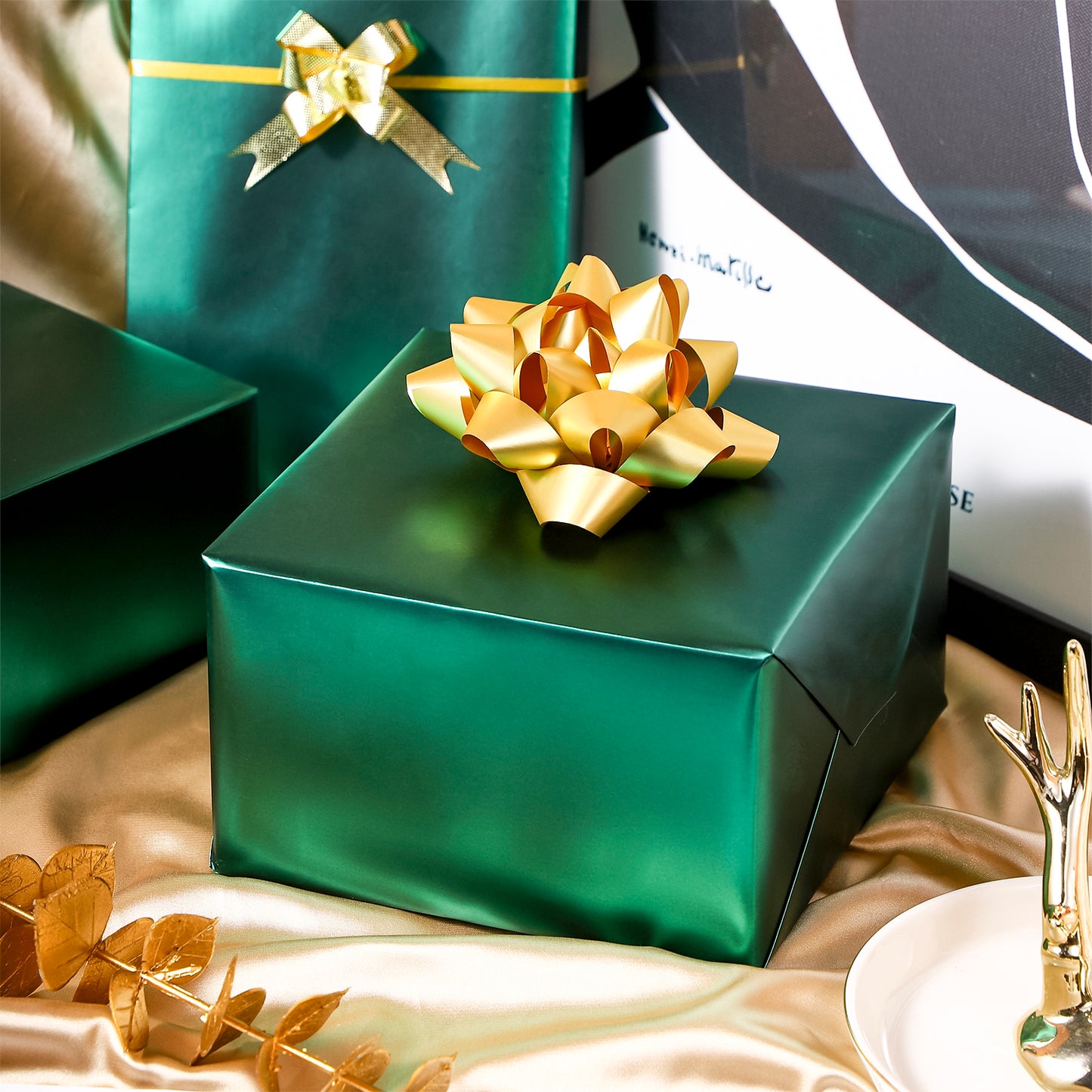 Matte Metallic Wrapping Paper Roll Green Ream Wholesale Wrapaholic