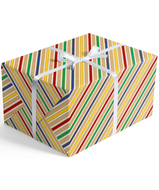 Multicolor Stripe Eco-friendly Kraft Wrapping Paper Recycled RUSPEPA