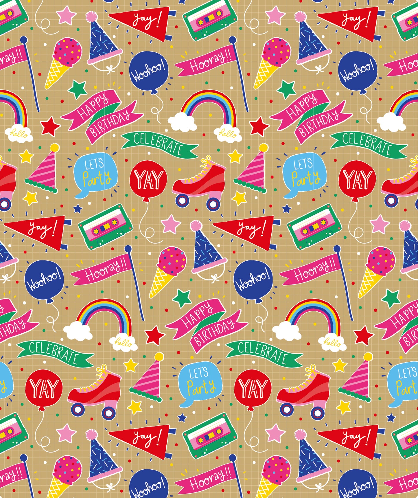 Music Gilrs Birthday Party Eco-friendly Kraft Wrapping Paper Recycled RUSPEPA