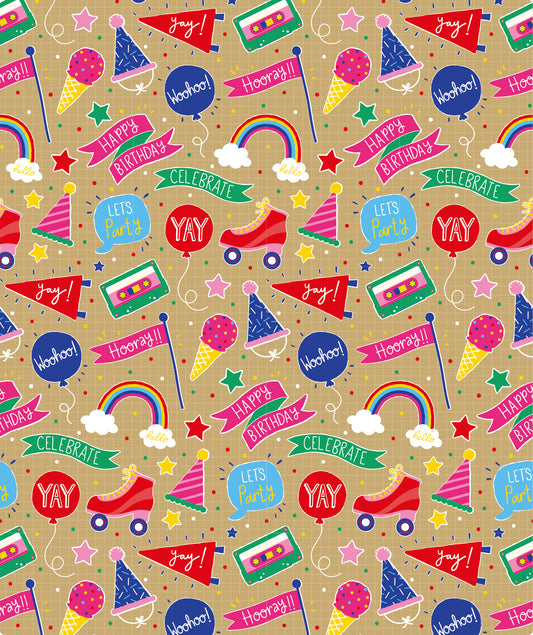 Music Gilrs Birthday Party Eco-friendly Kraft Wrapping Paper Recycled RUSPEPA
