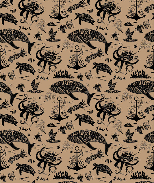 Ocean Whale Eco-Friendly Kraft Wrapping Paper Recycled RUSPEPA