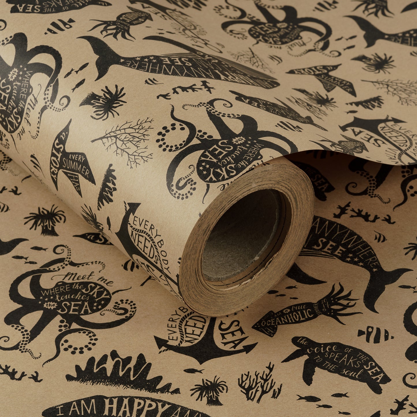 Ocean Whale Eco-Friendly Kraft Wrapping Paper Recycled RUSPEPA