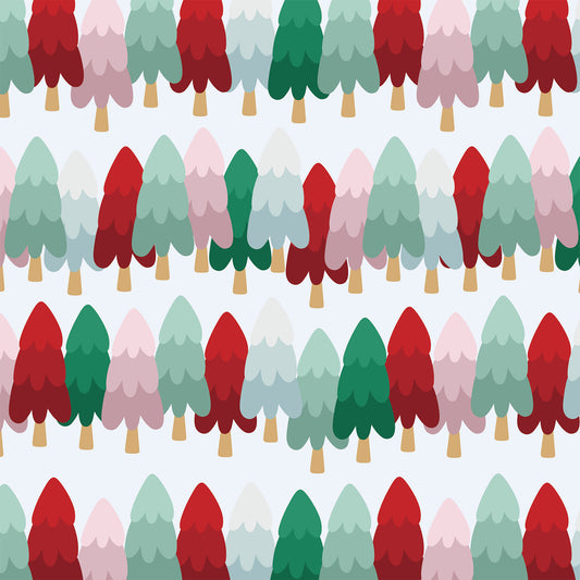 Pink Green and Red Christmas Tree Flat Wrapping Paper Sheet Wholesale Wraphaholic