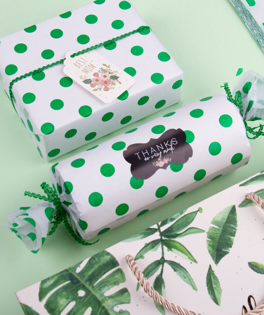 Polka Dot Green Tissue Paper 20" x 30" Bulk Wholesale Wrapaholic