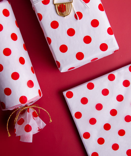 Polka Dot Red Tissue Paper 20" x 30" Bulk Wholesale Wrapaholic